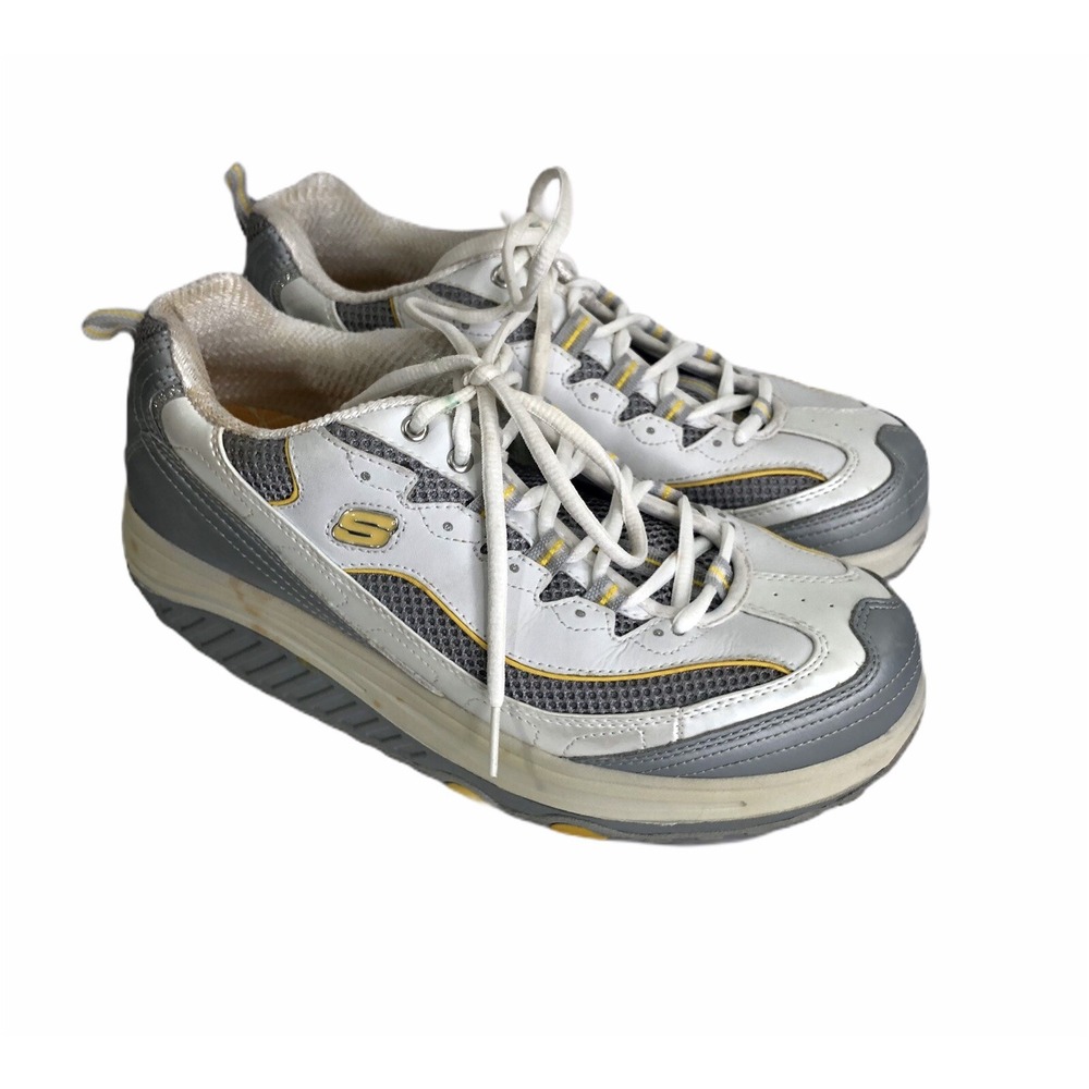 Skechers Shape Ups‎ Sneakers 1803 White Yellow Walking Toning Shoes Size 9.5